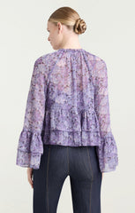 Women Painted Hydrangea Daiya Top Lilac Wine Multi
