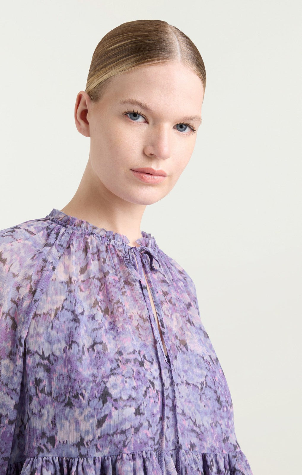 Women Painted Hydrangea Daiya Top Lilac Wine Multi