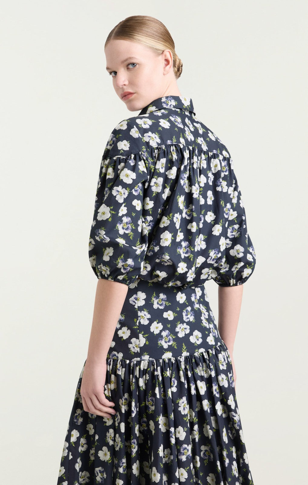 Women Mini Tossed Poppies Elysa Top Navy Multi