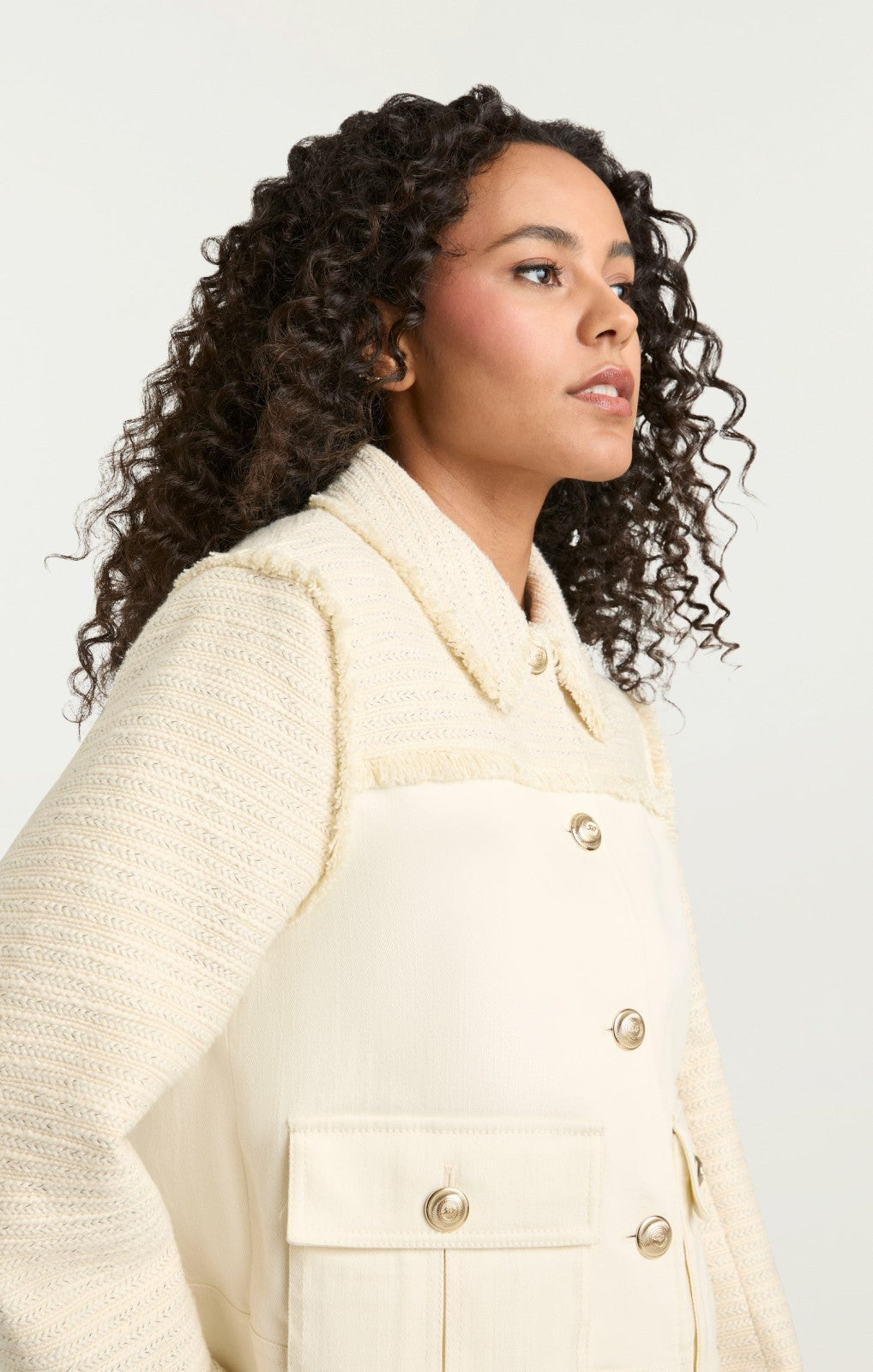 Women Braided Tweed Liliana Jacket Whisper White/Gardenia