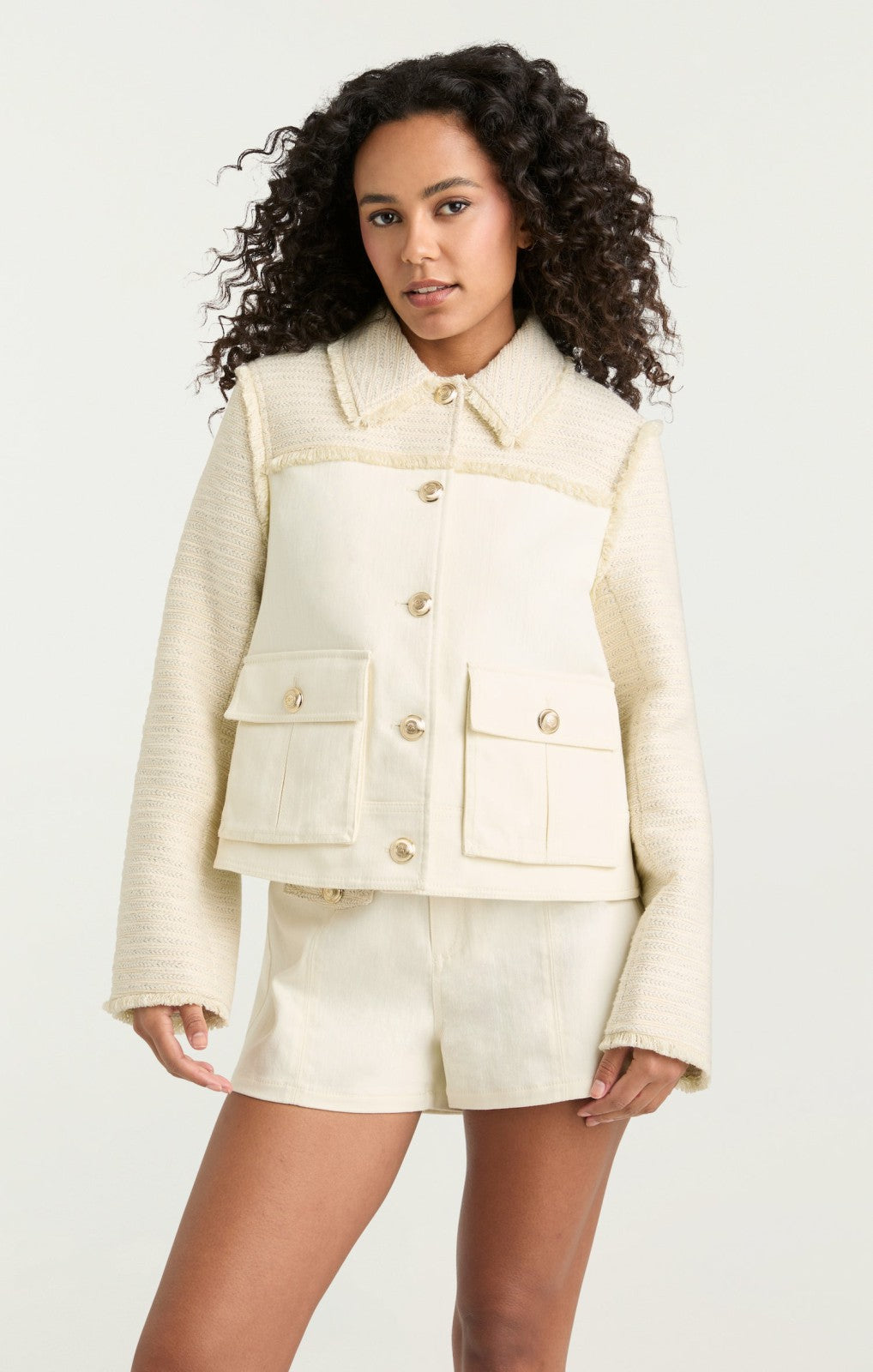 Women Braided Tweed Liliana Jacket Whisper White/Gardenia