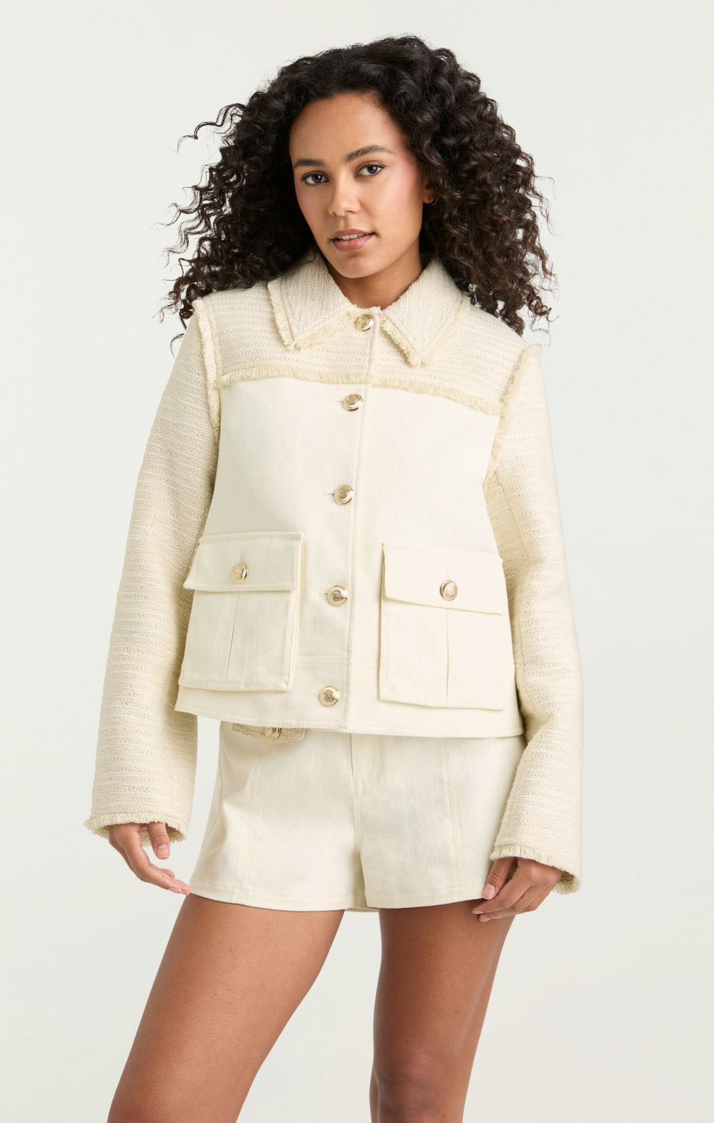 Women Braided Tweed Liliana Jacket Whisper White/Gardenia