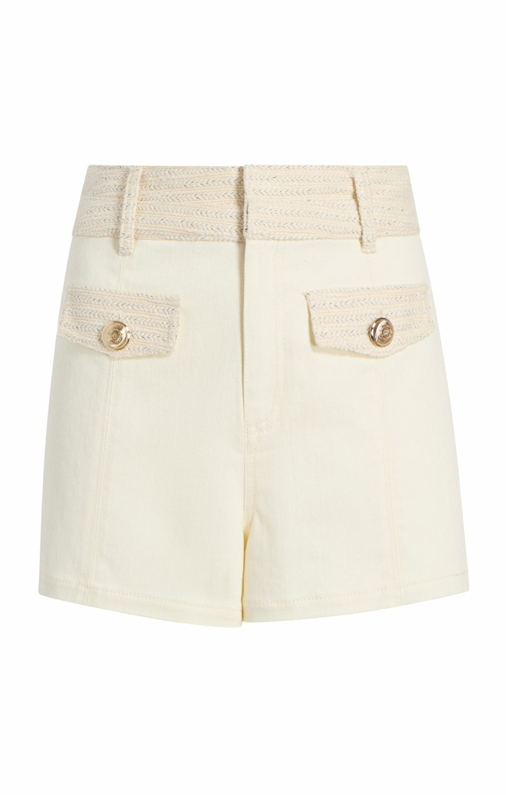Women Braided Tweed Gaelle Shorts Whisper White/Gardenia