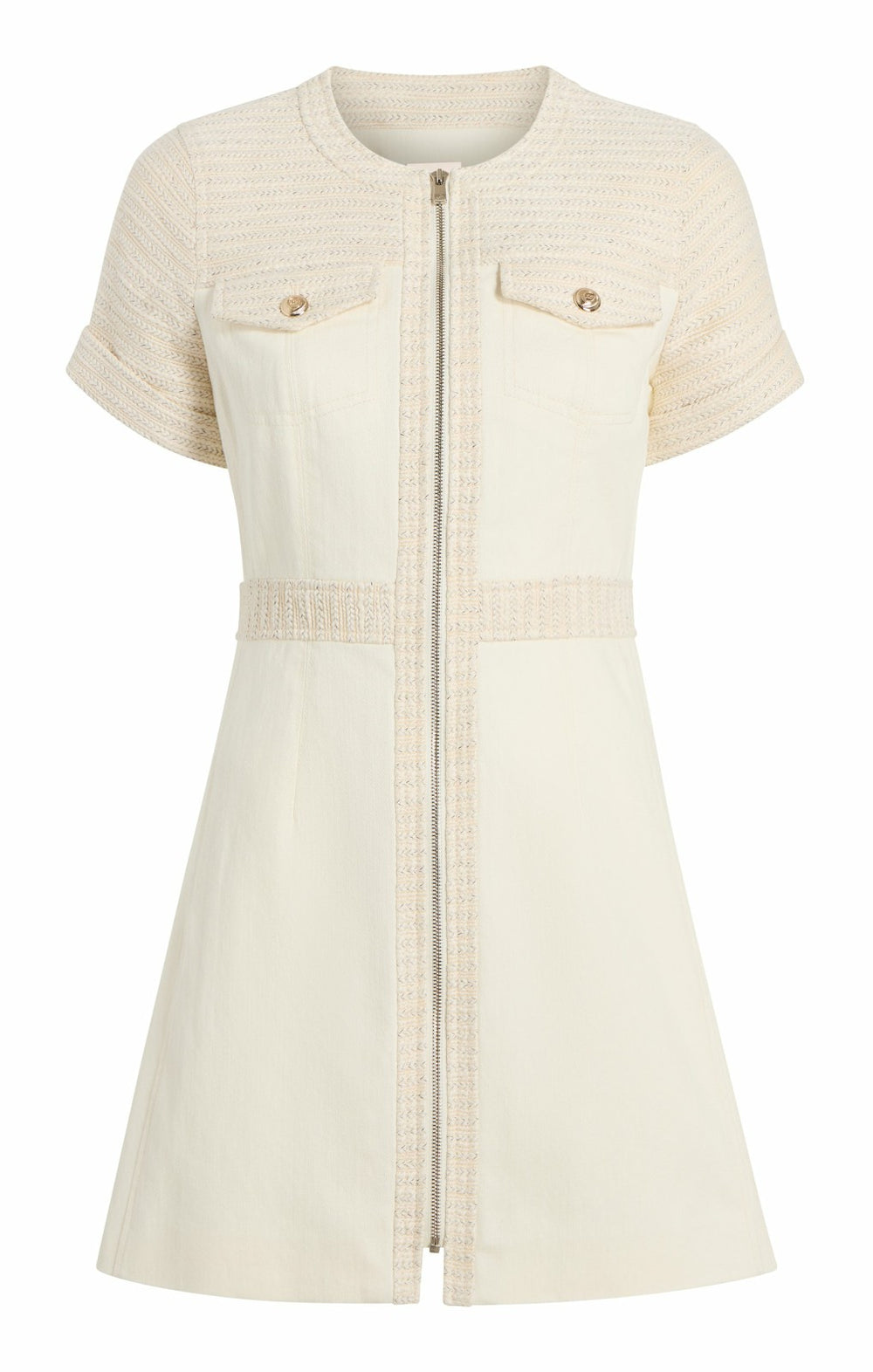 Women Braided Tweed Layla Dress Whisper White/Gardenia