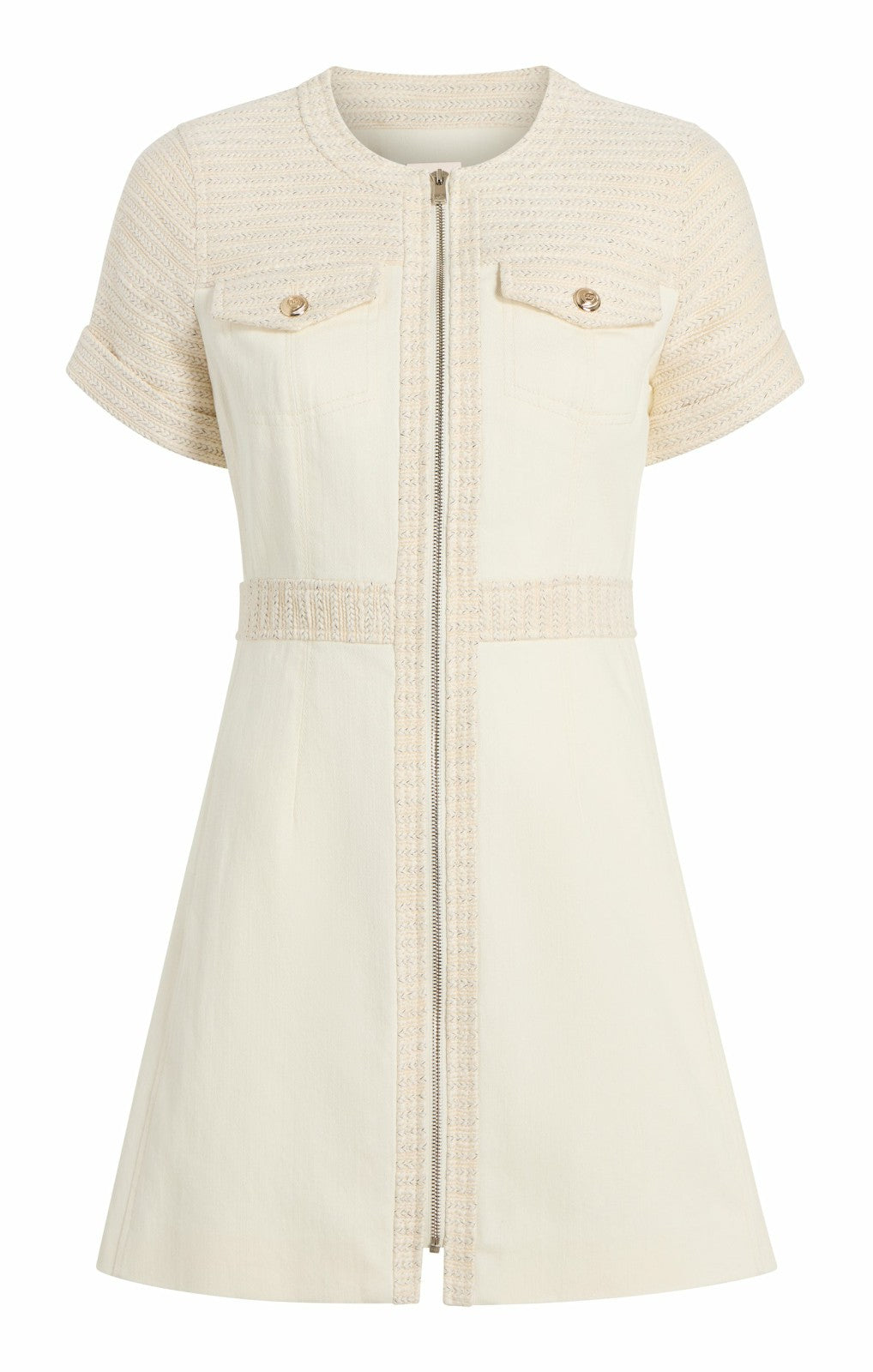Women Braided Tweed Layla Dress Whisper White/Gardenia