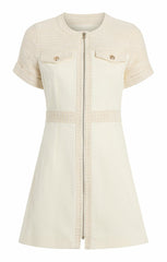 Women Braided Tweed Layla Dress Whisper White/Gardenia