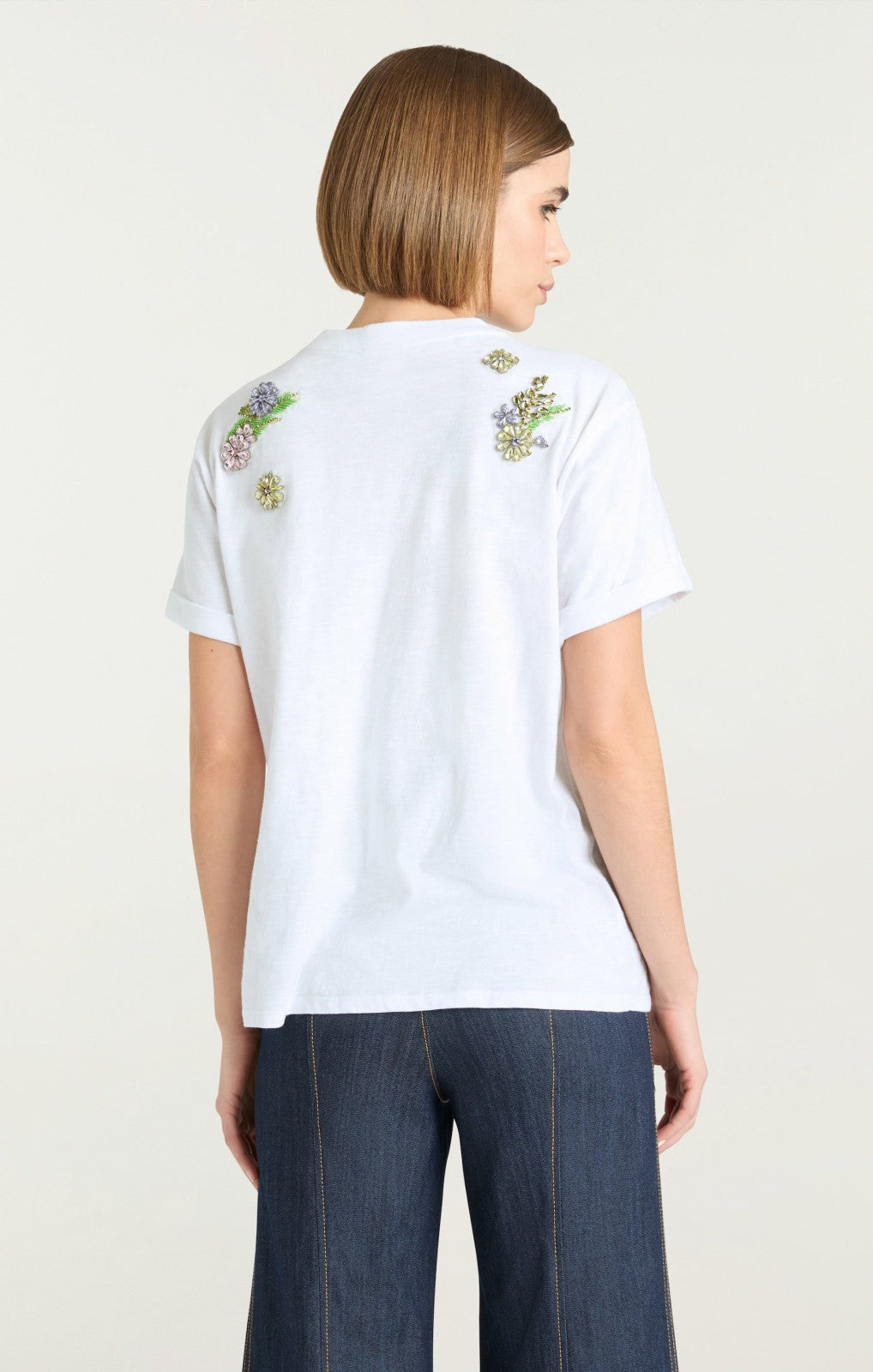 Women Crystal Ivy Shrunken Tee White/Yolk Multi