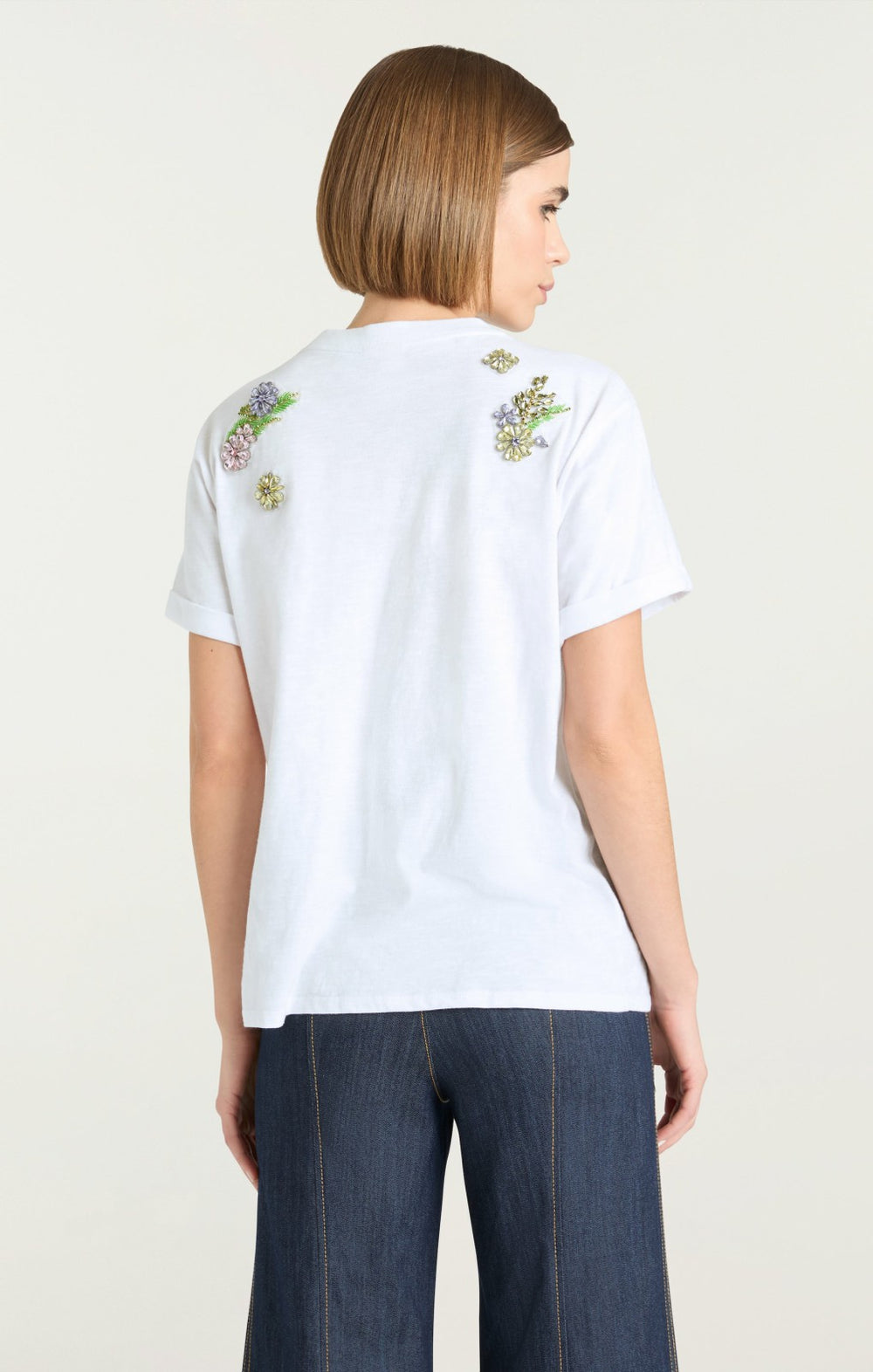 Women Crystal Ivy Shrunken Tee White/Yolk Multi