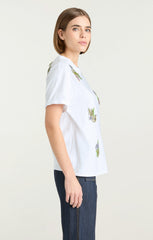 Women Crystal Ivy Shrunken Tee White/Yolk Multi