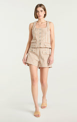 Women Gingham Denim Allie Short Sahara/Light Plaster