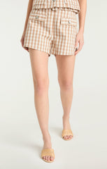 Women Gingham Denim Allie Short Sahara/Light Plaster