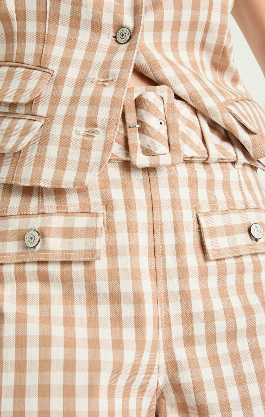 Women Gingham Denim Allie Short Sahara/Light Plaster