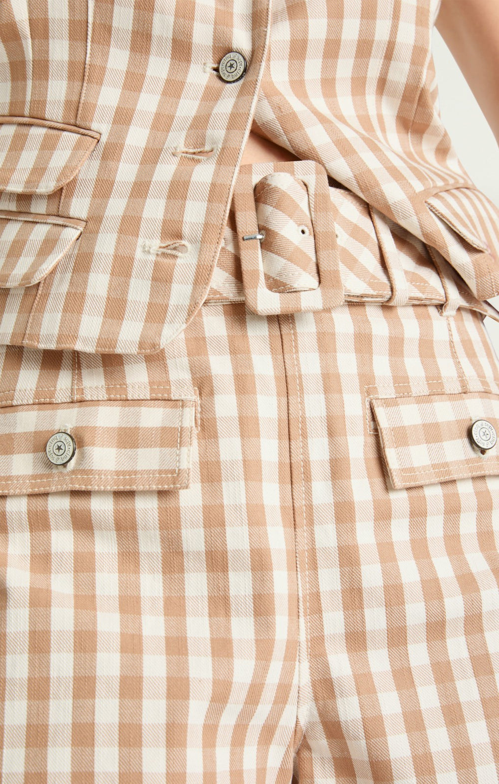Women Gingham Denim Allie Short Sahara/Light Plaster