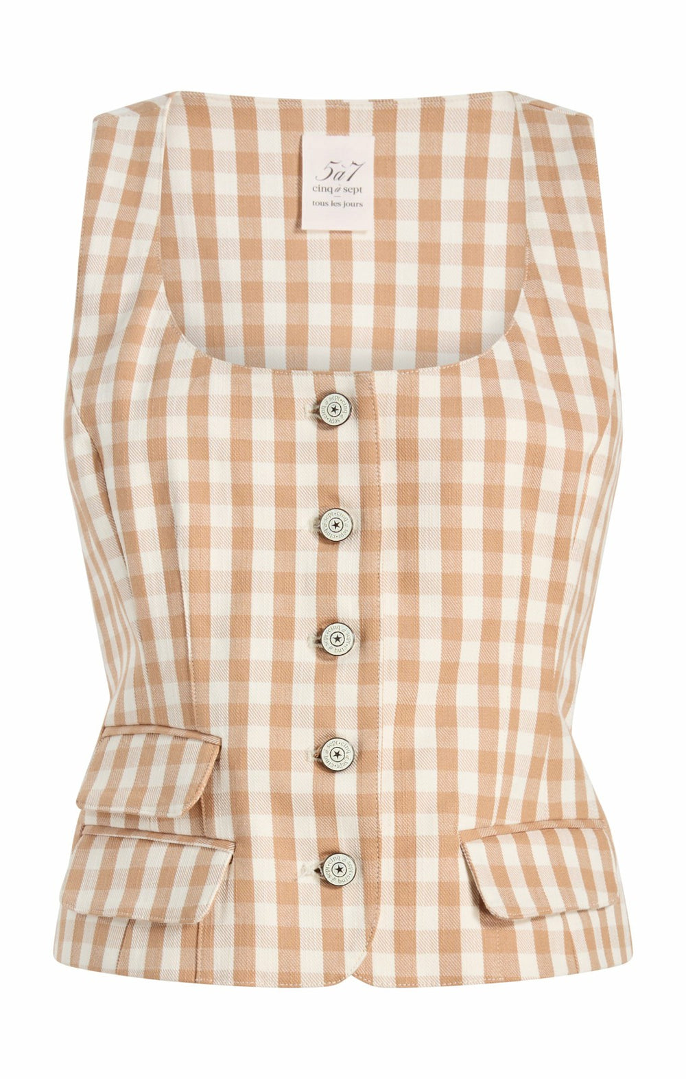 Women Gingham Denim Lovina Top Sahara/Light Plaster