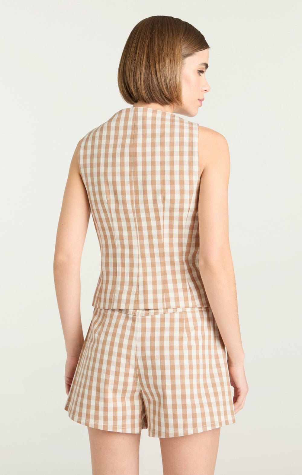Women Gingham Denim Lovina Top Sahara/Light Plaster