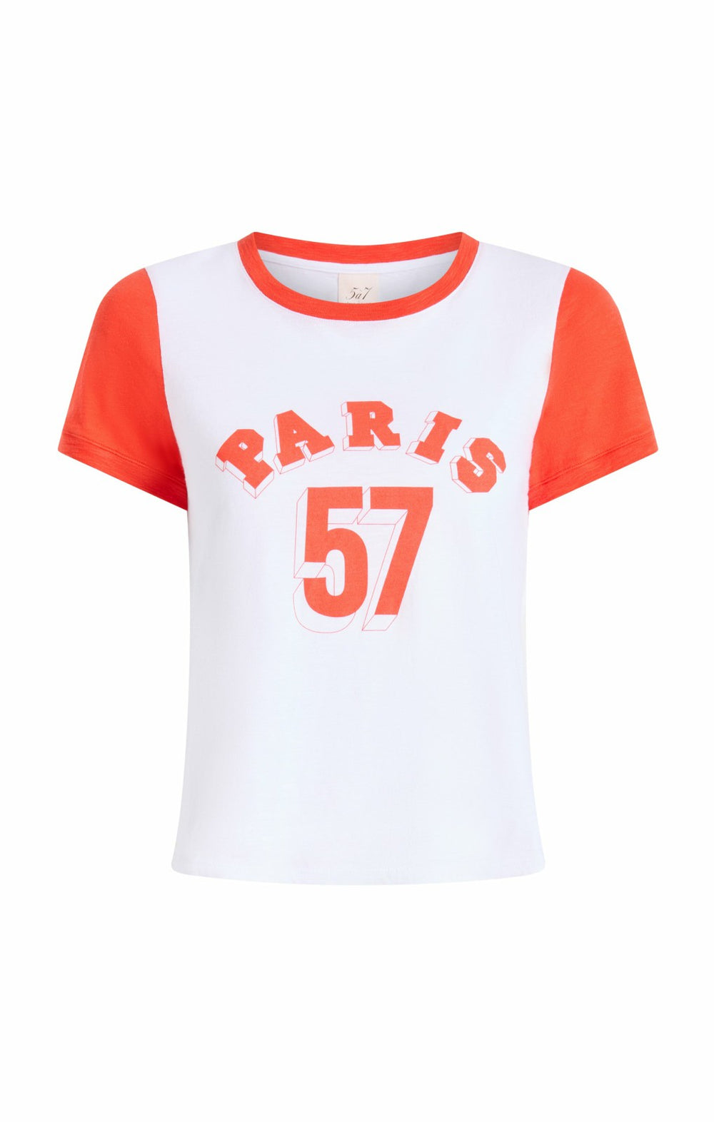 Women Paris 57 Shrunken Ringer Tee White/Cherry Tomato