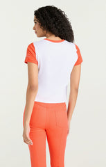 Women Paris 57 Shrunken Ringer Tee White/Cherry Tomato