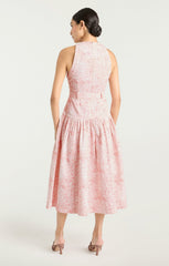 Women Scenic Toile Zoey Dress White/Cherry Tomato