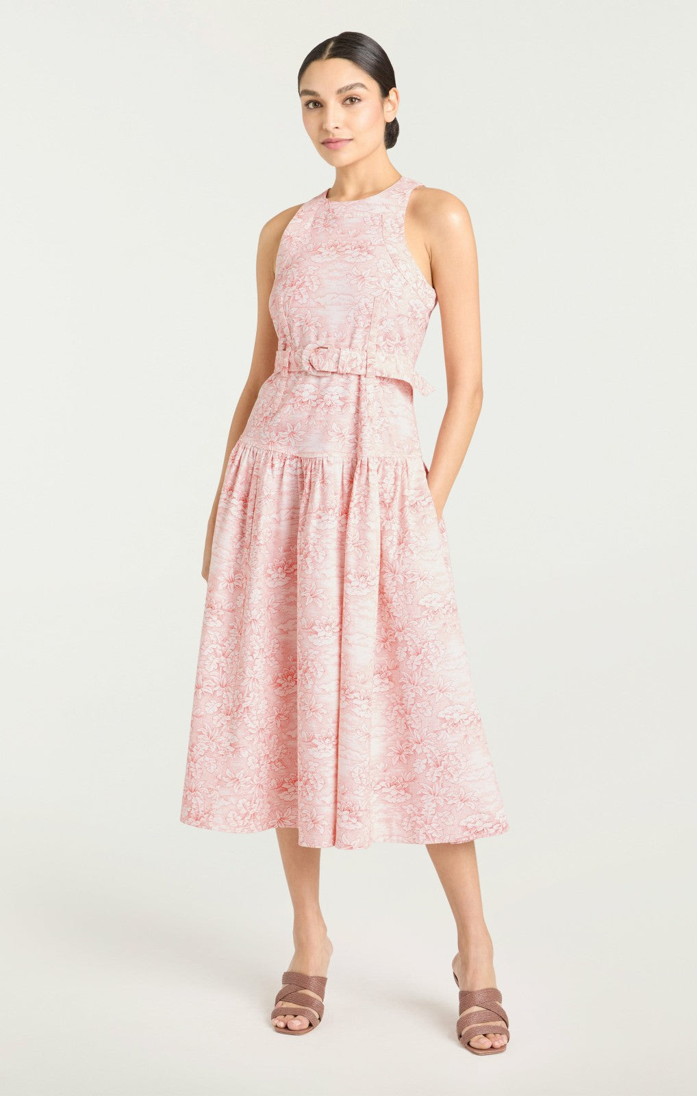 Women Scenic Toile Zoey Dress White/Cherry Tomato