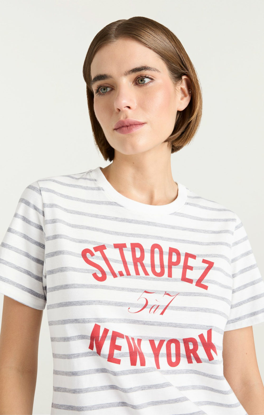 Women St Tropez Ny Shrunken Tee Grey/Claret