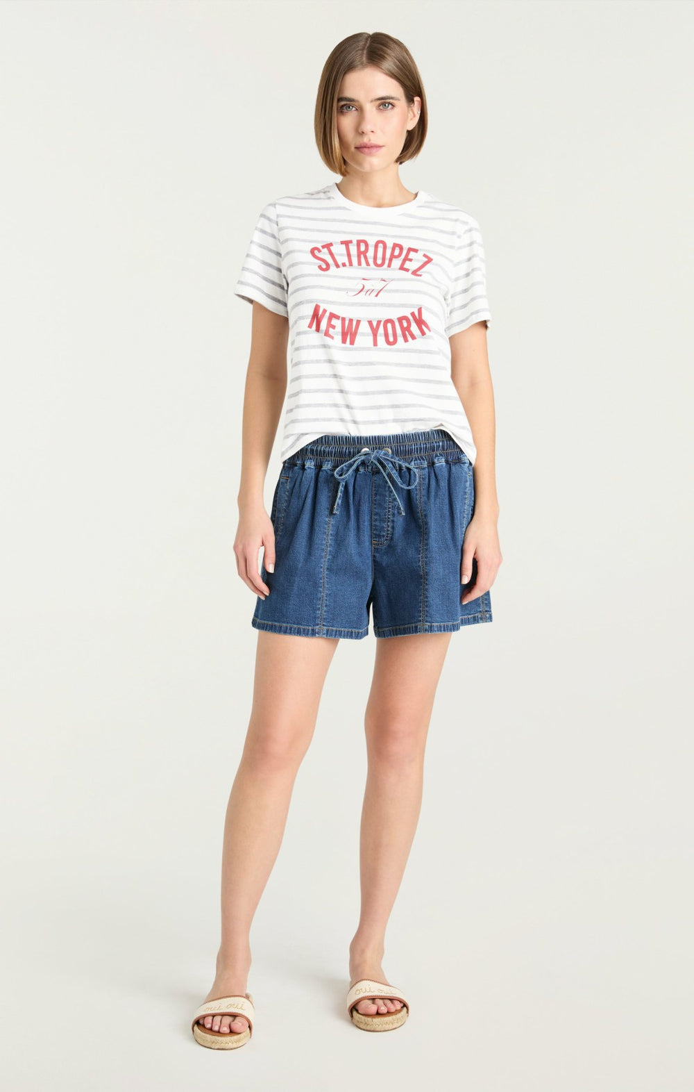 Women St Tropez Ny Shrunken Tee Grey/Claret