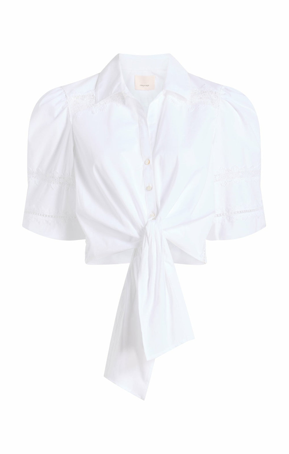 Women Three Quarter Sleeve Lace Mari White