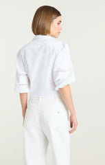 Women Three Quarter Sleeve Lace Mari White