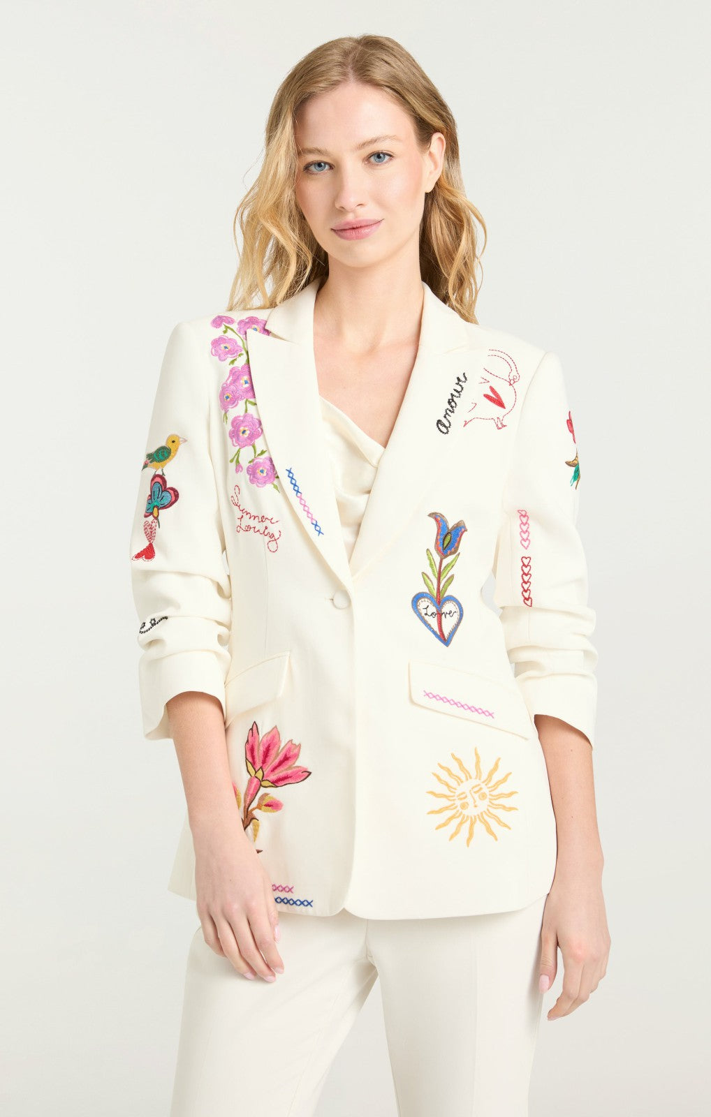Women Summer Love Scrunched Cheyenne Blazer Ivory/Multi