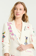 Women Summer Love Scrunched Cheyenne Blazer Ivory/Multi