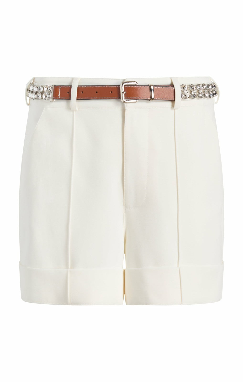 Women Rhinestone Belt Ester Short Ivory